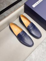 J.M.WESTON Blue calfskin Leather Shoes-J.M.WESTON Man Business Leather Shoes